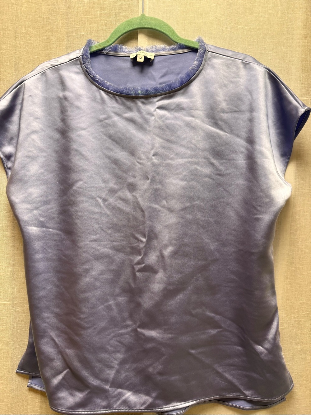 Lavender Satin Cap-Sleeve Blouse